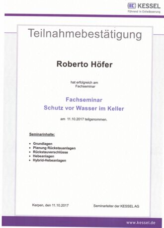 Fachseminiar Schutz vor Wasser im Keller - Kessel